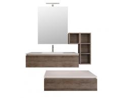Mobile Bagno Sospeso 149-160 Cm Lavabo Specchio Pensile E Cassettone Bonussi Kelly Rovere