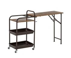 Carrello Da Cucina 118x36,5x82 Cm Con Ripiano Pieghevole Marrone