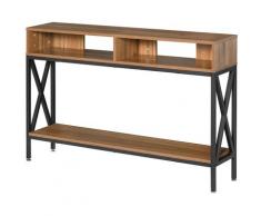 Tavolo Consolle Per Ingresso 3 Ripiani 120x23,5x75 Cm Grigio E Nero