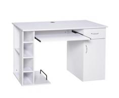 Scrivania Da Ufficio Porta Pc 120x60x74 Cm Con Mensole Ripiano Tastiera Bianca