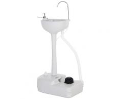Lavabo Portatile Da Campeggio 17l 51x33,5x103 Cm Con Ruote In Hdpe Grigio Chiaro
