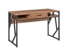 Scrivania Da Ufficio 120x60x76 Cm Con Mensole E Cassetto Nero Marrone