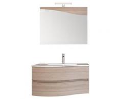 Mobile Bagno Sospeso 90 Cm Lavabo Specchio E Doppio Cassettone Bonussi Toby Sx Olmo Tierra