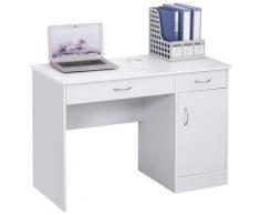 Scrivania Da Ufficio Porta Pc 2 Cassetti 1 Anta 111x48x75,8 Cm In Legno Bianco