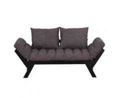 Divano Letto Chaise Longue 3 Posizioni 164x66x81 Cm In Legno E Tessuto Lino Antracite