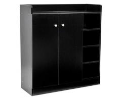 Scarpiera Mobiletto In Legno 4 Ripiani Nero 83x30x90 Cm