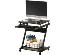Scrivania Porta Pc 60x48x73 Cm Con Ruote Nera