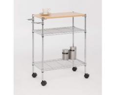 Carrello Da Cucina 3 Ripiani In Acciaio 60x35x75 Cm Rovere