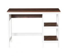 Scrivania Da Ufficio Porta Pc 110x48x76,2 Cm In Mdf Noce Scuro E Bianco