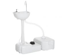 Lavabo Portatile Da Campeggio 24l 83x50x103 Cm Con Ruote In Hdpe Grigio Chiaro