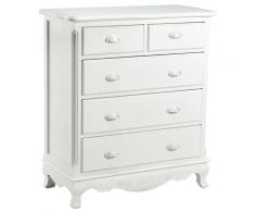 Comò 5 Cassetti In Legno Adami Basilea Bianco Anticato