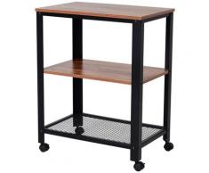 Carrello Portavivande Da Cucina 3 Ripiani 60x40x76,5 Cm In Metallo E Legno Nero