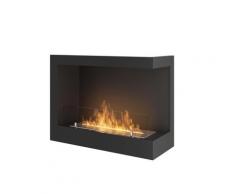 Camino A Bioetanolo Da Incasso 60x45 Cm Con Vetro Corner 600 Right Nero