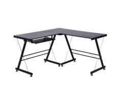 Scrivania Da Ufficio Grande Ad Angolo In Acciaio E Mdf 130x130x73.5 Cm Nera