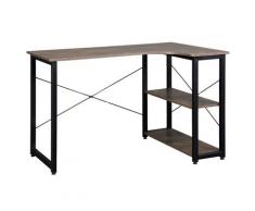 Scrivania Angolare Da Ufficio 120x73,2x75 Cm In Legno E Acciaio Marrone
