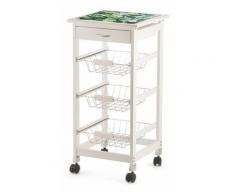Carrello Da Cucina Salvaspazio 37x37x76 Cm 3 Ceste In Legno Soriani Cactus Bianco