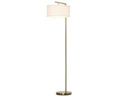 Lampada Da Terra Con Paralume E27 In Metallo Oro E Bianco
