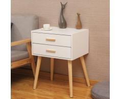 Comodino 2 Cassetti In Legno 45x35x59,5 Cm Toby Bianco