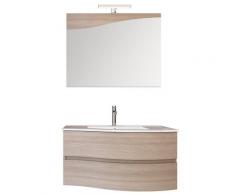 Mobile Bagno Sospeso 90 Cm Lavabo Specchio E Doppio Cassettone Bonussi Toby Dx Olmo Tierra