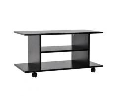 Mobile Tv In Legno Con Ruote Nero 40x40x80 Cm