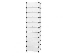Cassettiera In Plastica E Metallo 48x36x173 Cm Rizzetti Bianca