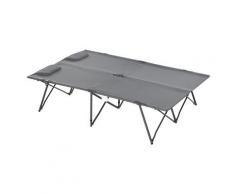 Letto Matrimoniale Da Campeggio Pieghevole 194x127x46 Cm In Metallo E Tessuto Oxford Grigio