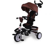 Passeggino Triciclo Pieghevole Con Sedile Girevole 360° Kid Smile Elite Marrone