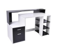 Scrivania Da Ufficio Porta Pc In Mdf 140x55x92 Cm Nera E Bianca