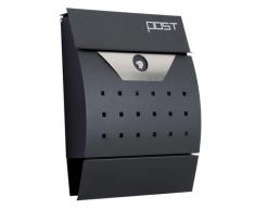 Cassetta Postale Da Parete 35x9,5x44,5 Cm In Acciaio Nera