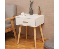 Comodino 1 Cassetto In Legno 42x35x53 Cm Toby Bianco