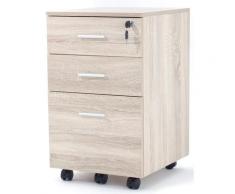 Cassettiera Con Ruote 3 Cassetti In Mdf Chest Rovere