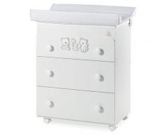 Cassettiera In Legno Con Fasciatoio E Vaschetta Italbaby Happy Family Bianco