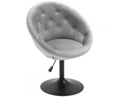 Sgabello Imbottito 66x60x82-94 Cm In Poliestere Effetto Velluto Grigio