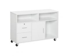 Mobile Porta Stampante Con Cassetti 100x35x65 Cm In Legno Truciolare Bianco