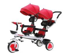 Passeggino Triciclo Gemellare Pieghevole Con Sedile Girevole 360° Kidfun Tricygò Rosso