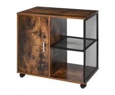 Mobile Porta Stampante 1 Anta 2 Ripiani 70x40x65,5 Cm Marrone