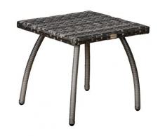 Tavolino Da Giardino 45x45x44 Cm In Rattan Sintetico Grigio