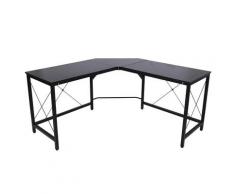 Scrivania Da Ufficio Grande Ad Angolo In Metallo E Mdf 150x150x76 Cm Nera