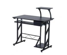Scrivania Da Ufficio Porta Pc 90x50x95 Cm In Acciaio E Mdf Nero