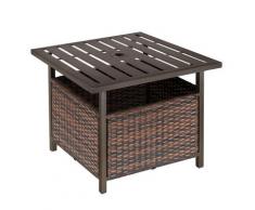 Tavolino Da Giardino 55,5x55,5x46 Cm In Rattan E Acciaio Marrone