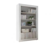 Credenza Libreria 2 Ante 4 Ripiani 110x42x191 Cm Tft Lipari Bianco E Pino