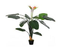 Pianta Artificiale Strelitzia Reginae H155 Cm Con Vaso Verde E Rosso