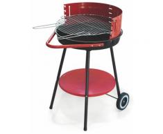 Barbecue A Carbone Carbonella Tondo Ø50 Cm Con Ruote Soriani Sun-day Rosso