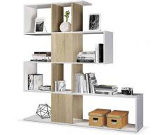 Mobile A Scaffali Libreria 4 Livelli 145x145x29 Cm In Legno Zig Zag Bianco E Rovere