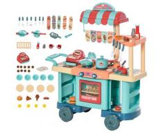 Cucina Giocattolo Per Bambini 79,5x33x90,5 Cm Con 50 Accessori Blu