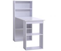 Scrivania Da Ufficio Con Libreria In Legno Bianco 120x55x120 Cm