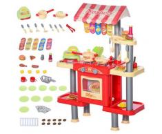 Cucina Giocattolo Per Bambini 69x33x88 Cm Con 50 Accessori Rossa