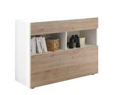 Credenza Mobile Soggiorno 1 Anta 2 Vani 111x42x82 Cm Tft Akira Bianco E Naturale