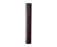 Libreria Mobiletto Colonna Da Parete Con Mensole In Legno Marrone 21x20x175 Cm