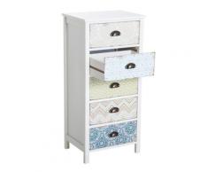 Cassettiera Con 5 Cassetti 46x34x97,5 Cm In Mdf Bianco